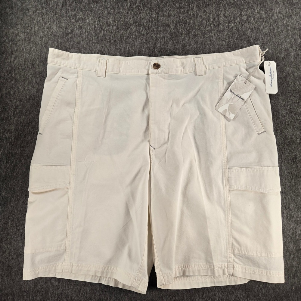 Tommy Bahama Key Isles Cargo Shorts Mens 42 Coconut White Stretch Tencel NWT